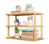 CZDANG 3-Tier Wooden Open Bookcas, Small Storage Bookshelf for Small Spaces, Modern Display Book Shelf for Living Room, Office, Kitchen, Balcony Rustic Brown&Log Color(Beige,67 * 24 * 37cm)