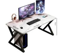 CZDANG Gaming Desk，Computer PC Gaming Table with Cable Management Holes, Sturdy PC Desk X Shape for Home Office,Industrial Design(Blanc,120 * 60 * 75cm)