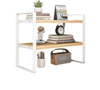 CZDANG Wooden Open Bookcas Office Furniture Small Storage Bookshelf Modern Metal and Wood Standing Etagere Bookcase for Home Office Living Room Bedroom(Blanc,40 * 20 * 36cm)