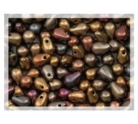 Czech 100-Piece Glass Beads, small 4x6mm, Teardrop Gold Purple Iris 01640