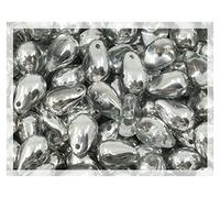 Czech 50-Piece Glass Beads, 6x9mm, Teardrop Crystal Silver Labrador Half Coated
