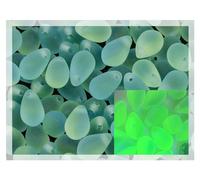 Czech 50-Piece Glass Beads, 6x9mm, Teardrop Glow Under Blacklight Transparent Blue Green Matte