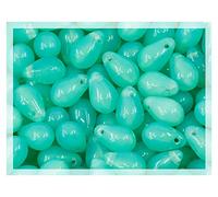Czech 50-Piece Glass Beads, 6x9mm, Teardrop Light Opal Turquoise 61100