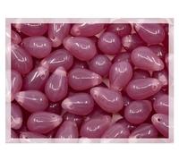 Czech 50-Piece Glass Beads, 6x9mm, Teardrop Opal Dark Pink