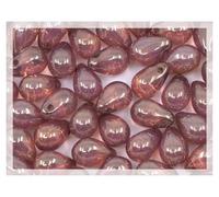 Czech 50-Piece Glass Beads, 6x9mm, Teardrop Opal White Pink Luster (14495)