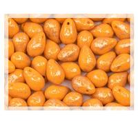 Czech 50-Piece Glass Beads, 6x9mm, Teardrop Opaque Orange with Golden Splashes