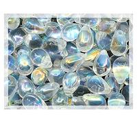 Czech 50-Piece Glass Beads, 6x9mm, Teardrop Transparent Crystal Clear AB