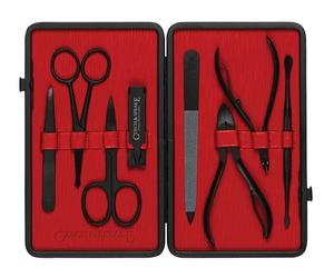Czech & Speake - Leather-Bound Manicure Set - Black/Red - Outils de soins des ongles 1 St.
