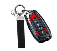 CZEMAM Coque de e voiture lourde pour Chery Jaecoo 8 J7 J8 J9 2025 | Cyber Mecha Coque de protection en alliage de zinc et silicone pour Chery Arrizo 5/5 Pro/8 2027 avec porte-clés Noir Rouge