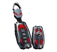 CZEMAM Coque de e voiture lourde pour Chery Tiggo 7 PHEV 2026 Arrizo 5 | Cyber Mecha Coque de protection complète en alliage de zinc et silicone avec porte-clés pour Tiggo 4 8 9 Pro 2025 Noir/rouge
