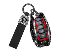 CZEMAM Coque de e voiture lourde pour Geely Coolray 2025 Azkarra 2024 | Cyber Mecha Coque de protection en alliage de zinc et silicone pour Okavango Atlas Pro Boyue avec porte-clés Noir/rouge