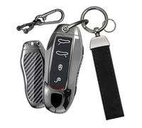 CZEMAM Coque de n fibre de carbone pour Porsche 911 991 Carrera Targa | Coque de protection en métal à 3/4 boutons pour clé Panamera 970 Macan 95B 981 982 Cayman en alliage de zinc Noir