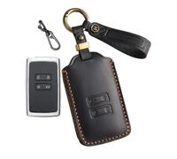 CZEMAM Housse de e voiture en cuir pour Renault 4 5 E-Tech Kardian | Coque de protection pour e voiture Sandero Arkana Boreal 2010 avec porte-clés et 4 boutons - Noir
