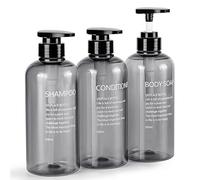 Czemo 3Pcs Distributeur de Shampoing et Gel Douche 500ML Flacon Pompe Vide Rechargeables Bouteille à Pompe en Plastique Distributeurs de Savon et de Lotion