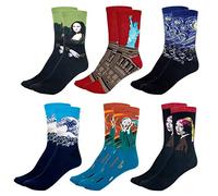 Czemo 6 paires Chaussettes D'art Imprimées Multicouleur Coton D'équipage Homme Femme - Multicolore - Taille unique