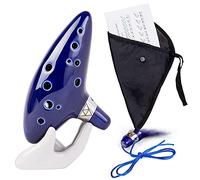 Czemo Zelda Ocarina 12 Trous Céramique Alto C Instrument de Musique, Support Fond Blanc, Corde, Pochette, Livre d’instruction