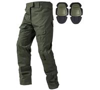 Czen Pantalon Militaire Homme Cargo Tactiques de Combat pour Homme Multi-Poches Paintball BDU Pantalon Airsoft Chasse Pantalon avec genouillères, Vert, XXL