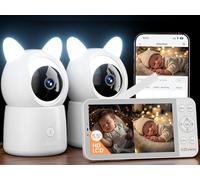 CZEview 2K Babyphone Caméra & 5,5" HD Ultra Grand Moniteur, Qualité d'image au Top, 360°, APP, Veilleuse & Musique, Vision Nocturne, Vidéo Caméra Bébé, Détection Pleur Mouvement (2 Caméras Incluses)