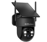 CZEview 2K Camera Surveillance WiFi Extérieure Solaire, Camera Exterieur Batterie sans Fil, Vision Nocturne Couleur, PIR Détection Humaine, Audio Bidirectionnel, Sirène d'Alarme (Noire)