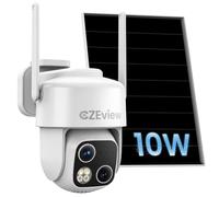 CZEview 5MP+3MP Caméra Surveillance WiFi Extérieure sans Fil Solaire | Suivi Auto, Double Objectif, Enregistrement Vidéo Continu, 360°PTZ, 18x Zoom, Détection 30m, Vision Nocturne, IP65, AOV