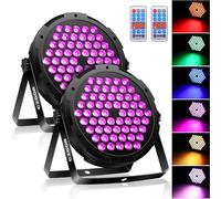 Czgor 90W Par Lot de 2 spots 60 LED RGB 3 en 1 Lumière de scène de fête avec télécommande, câble DMX de 1 m et 9 modes d'éclairage, DMX 512, lumière disco éclairage coloré