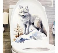 CZHJM 29,5 * 29,5 cm 2-4 pièces Autocollant de Couvercle de siège de Toilette Loup Autocollants de Couvercle de Toilette de Salle de Bain Autocollants de Couvercle de Toilette Auto-adhésifs durables
