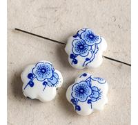 CZHJM 5 PCS 10-22 mm Perles en céramique Bleu et Blanche peintes à la Main, Perles de Porcelaine à la Main pour Fabrication et Artisanat, Style Chinois