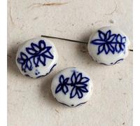 CZHJM 5 PCS 10-22 mm Perles en céramique bleu et blanche peintes à la main, perles de porcelaine à la main pour fabrication et artisanat, style chinois