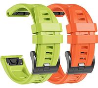 CZKE 26mm Strap for Garmin Fenix7X/Fenix 7X Solar/Fenix 7X Sapphire Solar/Fenix 6X/Fenix 6X Pro/Fenix 6X Sapphire/Fenix 5X Puls/Fenix 5X Sapphire (2-pack) (Color : Green/Orange)