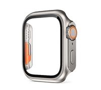 CZKE Coque ferme en PC pour boîtier Apple Watch 45 mm 41 mm 44 mm 40 mm 42 mm 38 mm aspect verre mise à niveau ultra iWatch Series 8 7 SE SE2 6 5 4 3 (couleur : or titane, taille : 42 mm)