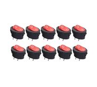 CZMDKEXM 10Pcs 2D2P-RED KCD1 Oval Rocker Switch 10A Power Switch 6A 250V 10A 125V on-Off