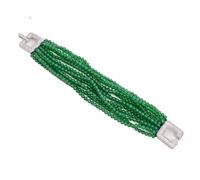 CZMDKEXM 8" 12 Strands Round Green Jades Bracelet Clasp Cute For Women