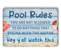CZMDKEXM Aluminum Funny Pool Rules Sign Vintage Look Humorous Poolside Decor Rust Resistant Print For Backyard Swimming Pool Patio 8 X 12 in