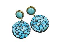 CZMDKEXM Big Blue Coin Charm Black Paved Stud Earrings For Women Gifts