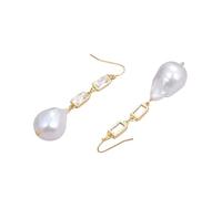 CZMDKEXM Cultured White Pearl Pave Chain Dangle Hook Earrings For Women Lady Gift