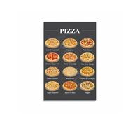 CZMDKEXM Decorative Pizza Poster - Vintage Kitchen Bar Guide Wall-Art, Food Themed Print for Home Decor in Diner, Cafe, Bedroom(Framed,12x18inch(30x45cm))