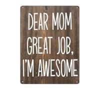 CZMDKEXM Decorative Tin Sign for Mom Funny Metal Plaque Humorous Dear Mom Im Awesome Kitchen Wall Decor 8 X 12 inch