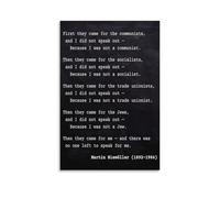 CZMDKEXM "First They Came Poem by Martin Niemoller - Holocaust Remembrance Quote Print, Historical Inspirational Wall-Art for Study Office Library(Framed,16x24inch(40x60cm))