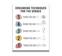 CZMDKEXM Grounding Techniques Metal Sign 5 4 3 2 1 Method for Mindfulness and Calming Office Decor Mental Wellness Wall-Art (8 X 12 in)