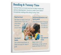 CZMDKEXM Infant Activities Poster Reading and Tummy Time for Early Development Canvas Wall-Art for Nursery or Playroom Decor Educational Parenting Print(Framed,12x18inch(30x45cm))