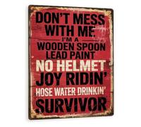 CZMDKEXM Kitchen Humor Plaque Dont Mess With Me Retro Tin Sign with Wooden Spoon for Wall Decor 8 X 12 in