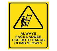 CZMDKEXM Ladder Sign Always Use Both Hands Climb Slowly 12x8 Inch