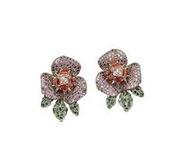 CZMDKEXM Pave Flower Shape Stud Earrings