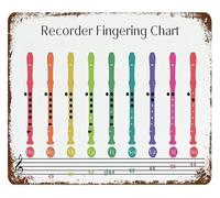 CZMDKEXM Recorder Fingering Chart Metal Sign Music Educational Tin Poster for Classroom Student Practice Band Room Wall Decor 8 X 12 inch