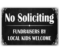 CZMDKEXM Retro Metal Sign No Soliciting Fundraisers By Locals Welcome Funny Warning Plaque For House Front Door Entryway 8 X 12 inch