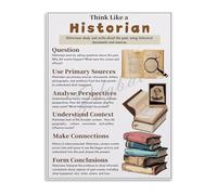 CZMDKEXM Think Like A Historian Poster Canvas Wall-Art History Skills Critical Thinking Educational Classroom School Decor(Unframed,16x24inch(40x60cm))