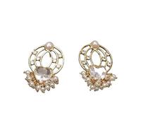 CZMDKEXM White Sea Shell Pearl Heart Crystal Glass Pretty Earrings