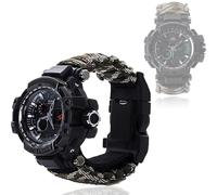 CZMYCBG 6 en 1 Montre-Bracelet de Survie en Plein Air, Outils de Premiers Soins avec Bracelet Étanche pour Sports d'urgence avec Paracord, Boussole, Thermomètre, Sifflet(CP)