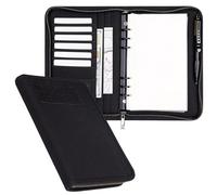 CZMYCBG Carnet Tactique, Classeur à 6 Anneaux Format A5/A6 avec 40 Feuilles (80 Pages) de Papier Perforé, Classeur Tactique Zippé pour Dossiers et Cartes de Visite, Rechargeable.(Black,A5)