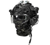 CZMYCBG Casque Airsoft Fast, Équipement De Protection Tactique, avec Casque, Lampe De Poche, Housse De Casque Et Lunettes Rotatives pour Paintball Multicam Militaire Sports De Plein Air CS Jeu De Tir